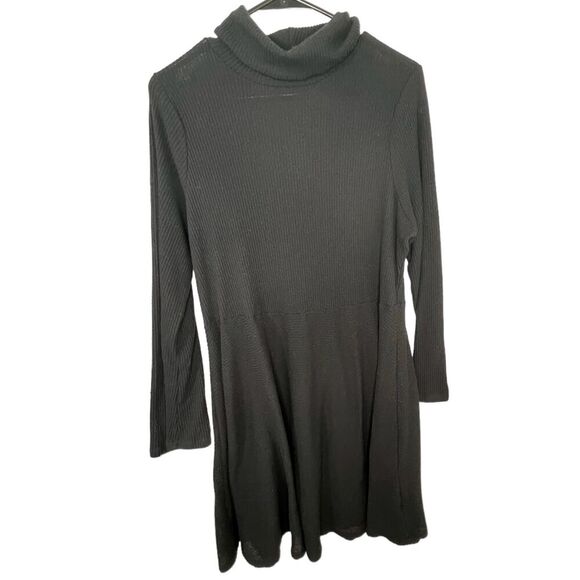 ModCloth Black Long Sleeve Lightweight Warm A-Line Sweater Dress - Picture 1 of 4
